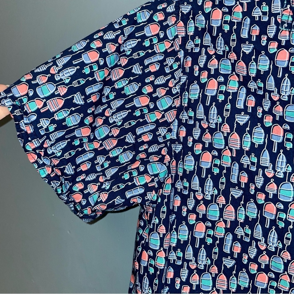 Broken Threads Fishing Bobbers Print Short Sleeve… - image 4